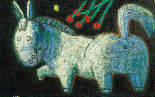 홍매와 흰당나귀_33x52cm_Oil on Canvas_2015