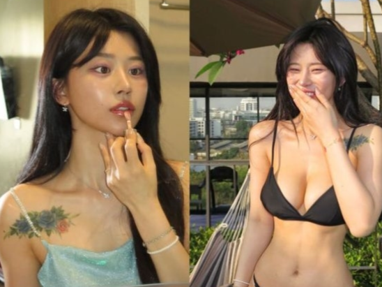 "튼살은 너를 낳은 내 흔적"...노슬비, 과감한 검은색 비키니 