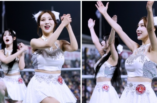 "안타 홈런 쭉 날려라~ 랜더스의 김재환"...응원송, SSG 김현영 치어리더!