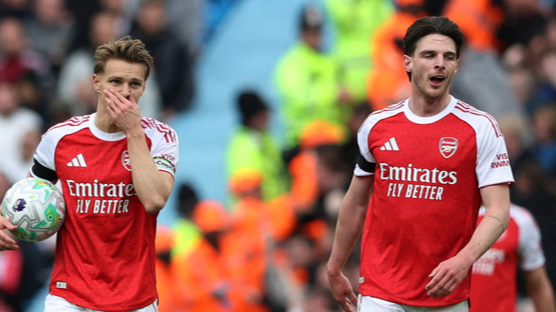 아스널 결국 또 우승 트로피 놓치나...맨시티와 승점 동률 임박, 우승 배당률 '이미 역전' 네 시즌 연속 2위 충격 결말로?