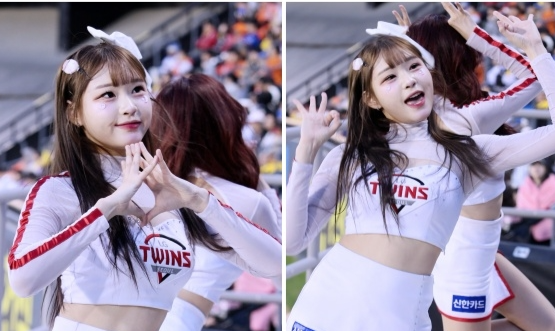 '어딜가나 요즘 대세 아웃송'...LG 치어리더 신서윤, 짧고 굵게 O~K~